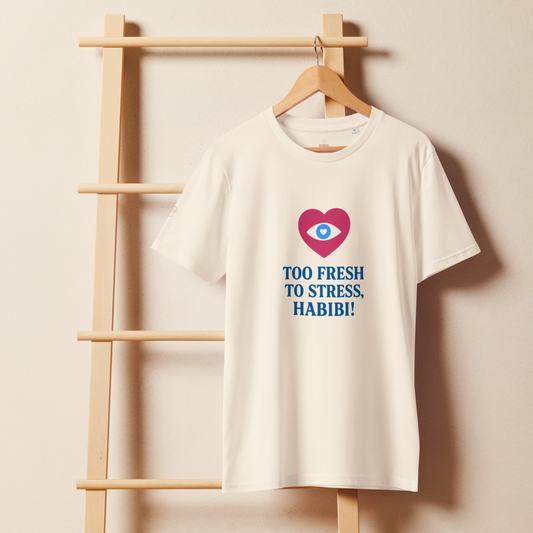 T-shirt HaBiBi écologique unisexe - Vintage White - Too fresh to stress