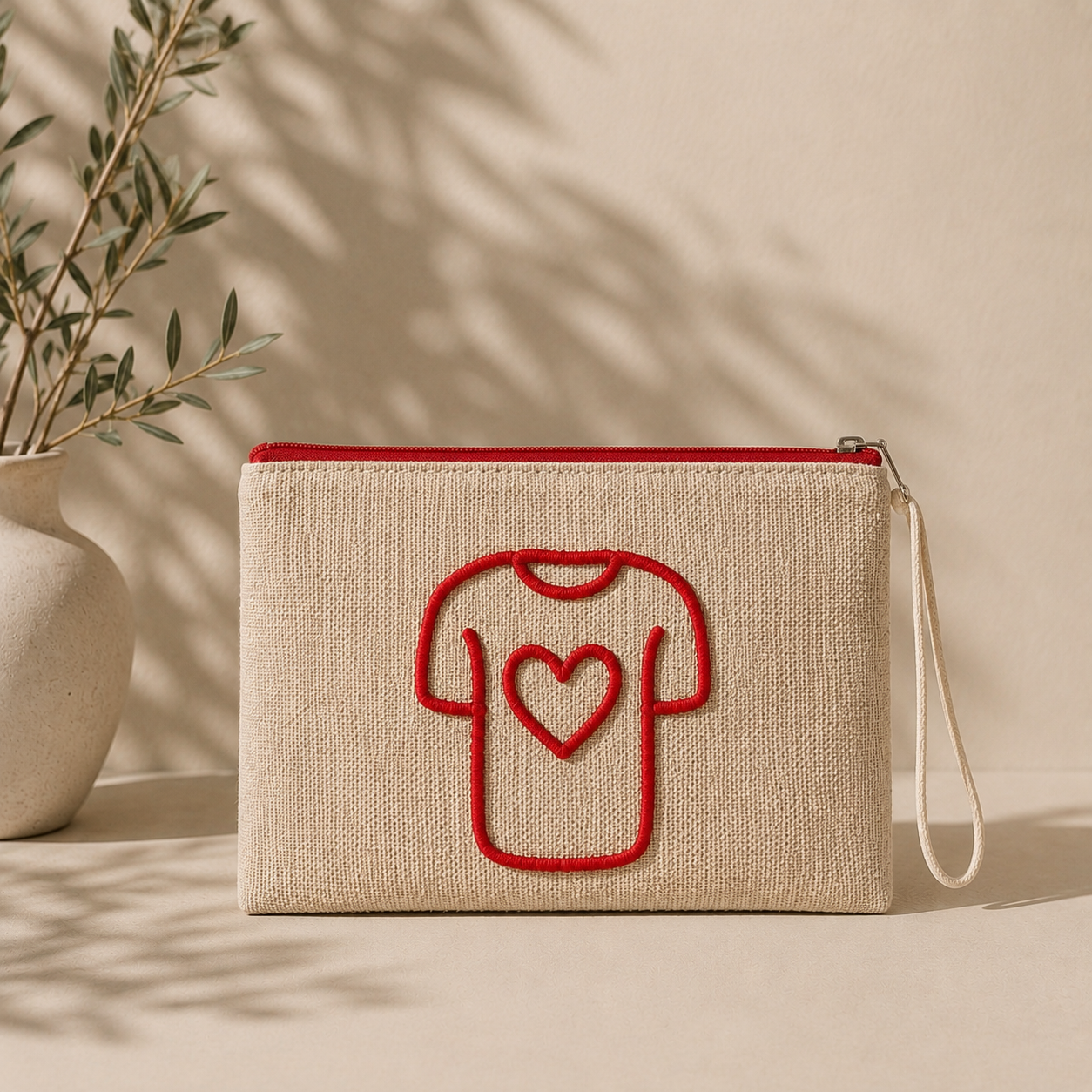 Pochette en Toile de Jute Brodée – HaBiBi