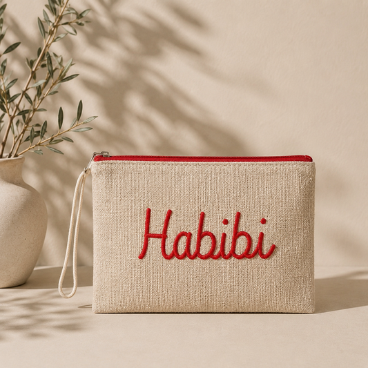 Pochette en Toile de Jute Brodée – HaBiBi