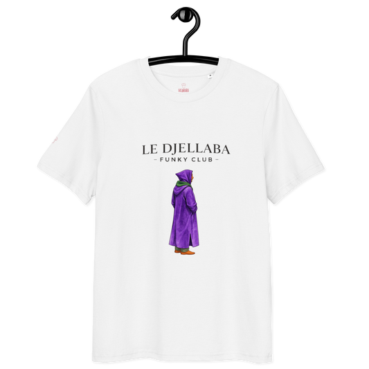 Unisex organic cotton t-shirt white | Djellaba Funky Club Purple | 