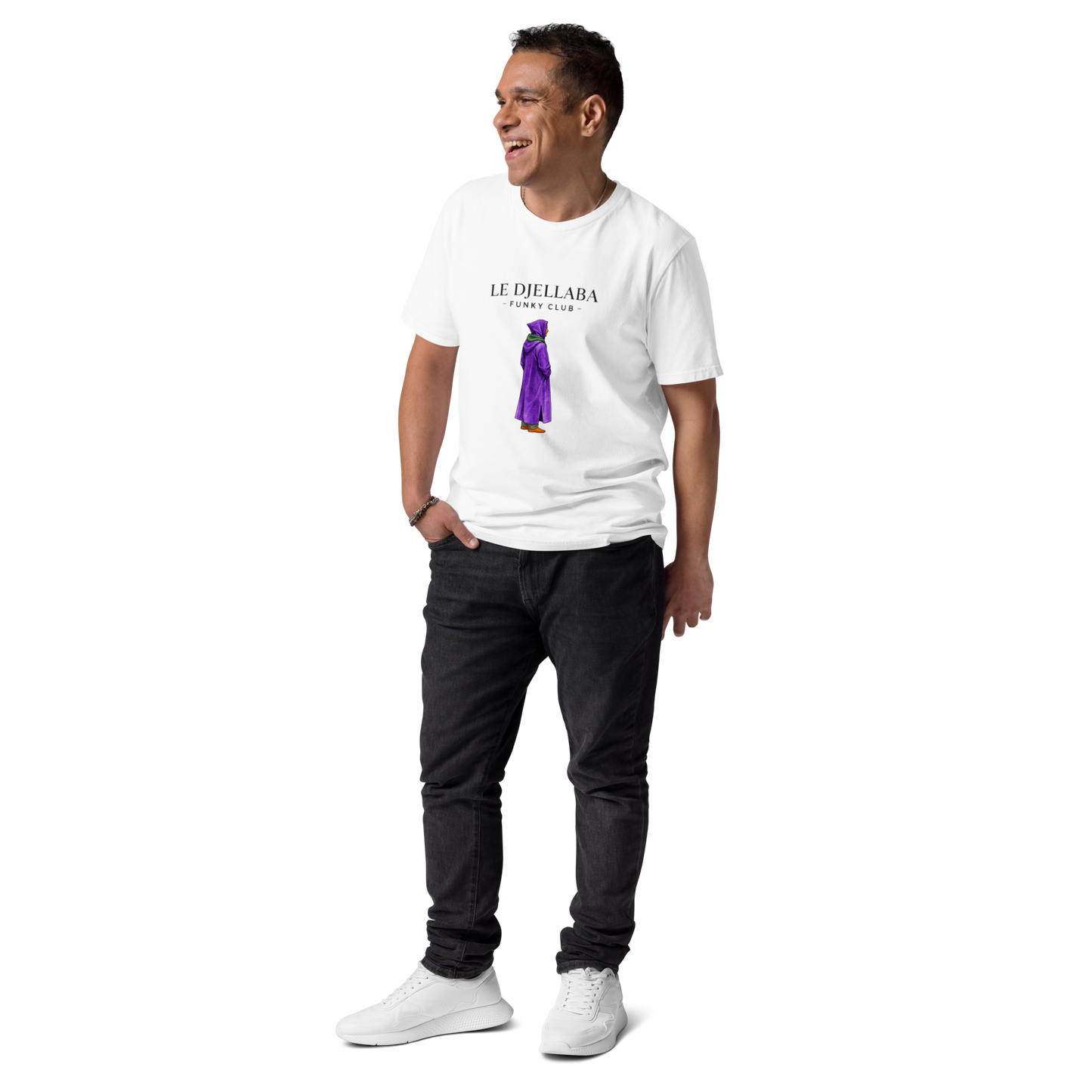 T-shirt unisexe en coton bio Blanc | Djellaba Funky Club Mauve |