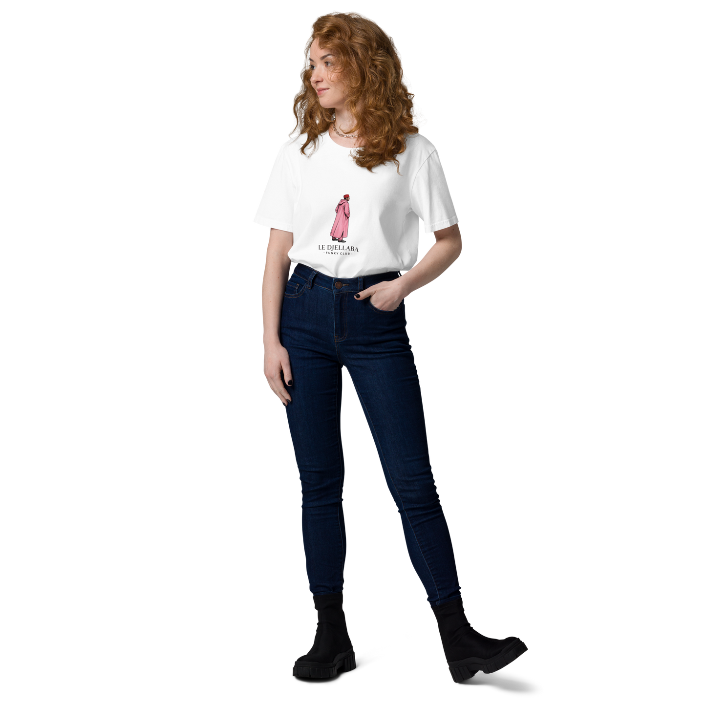 T-shirt unisexe en coton bio Blanc | Djellaba Funky Club Rose|