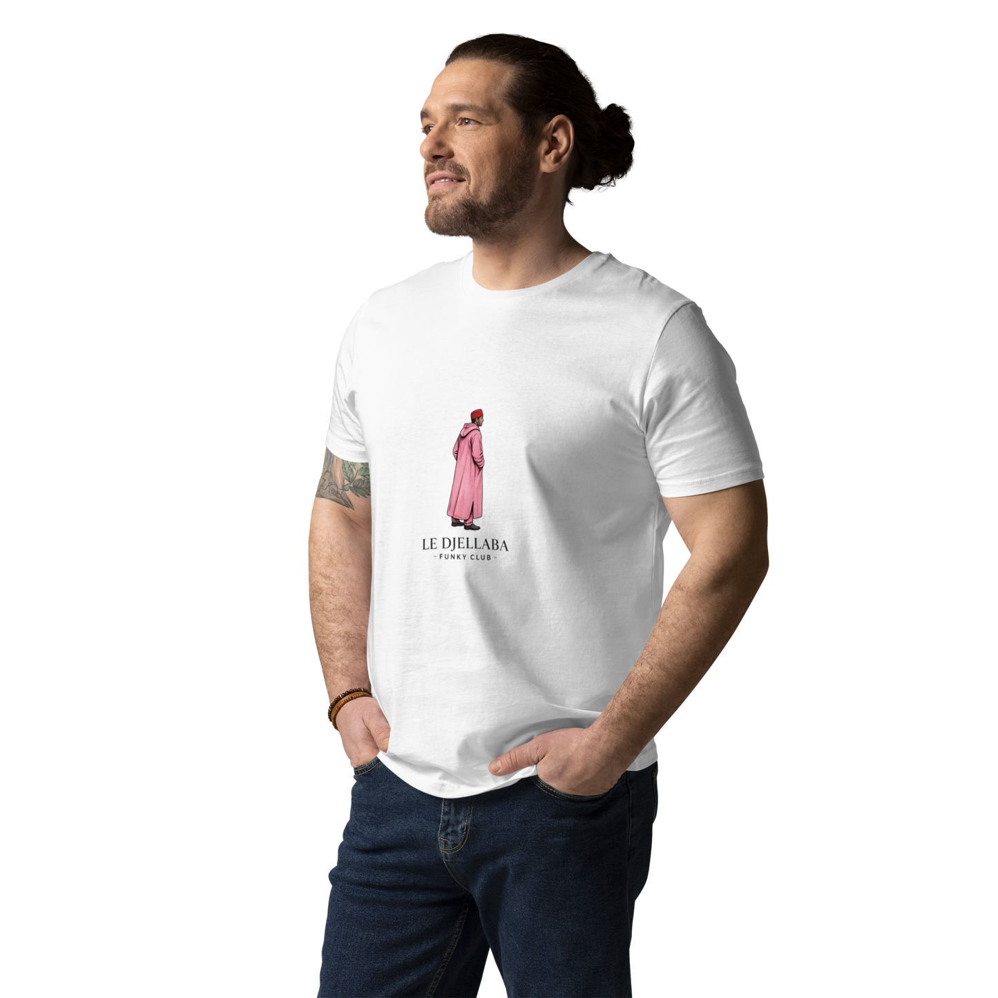 T-shirt unisexe en coton bio Blanc | Djellaba Funky Club Rose|