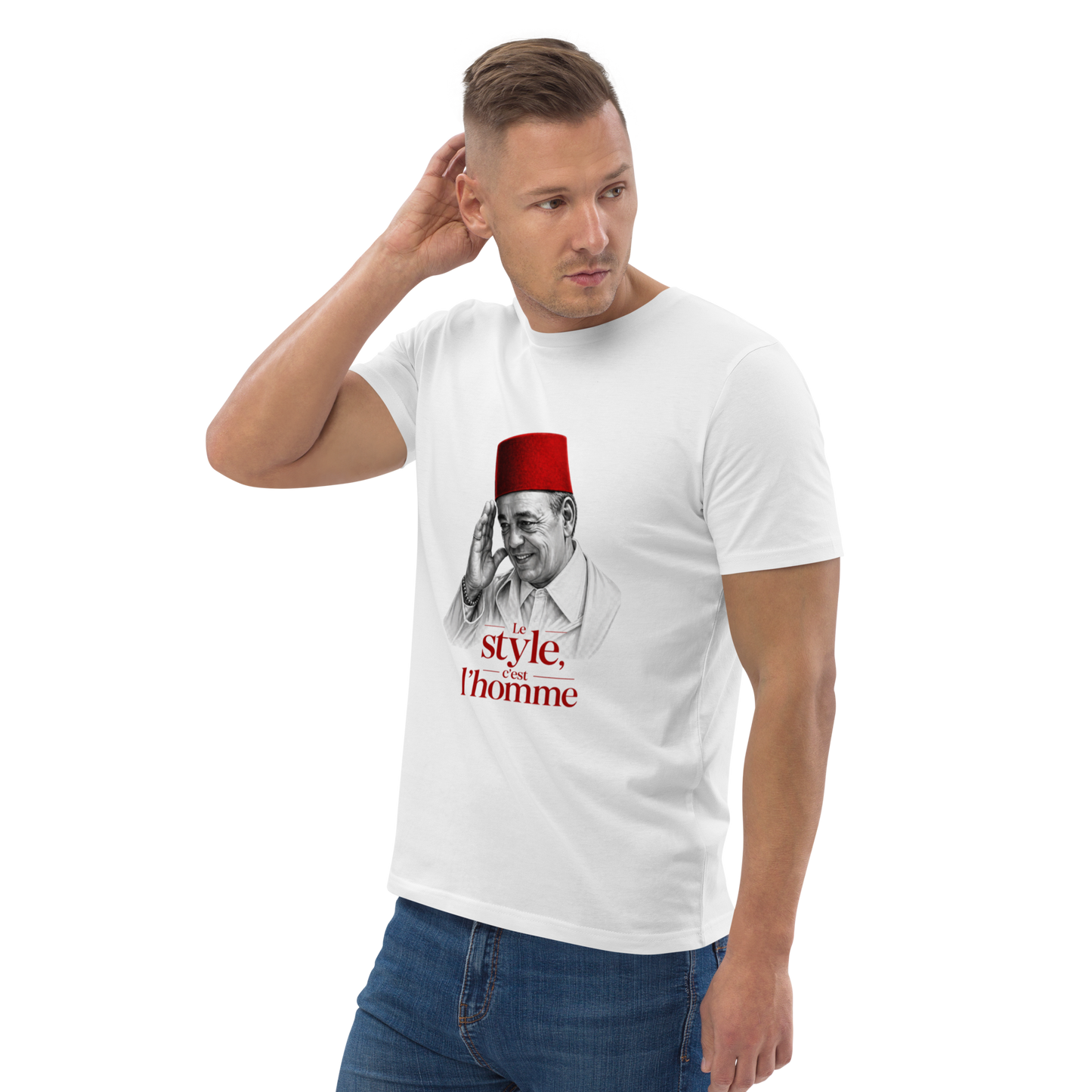 T-shirt unisexe en coton bio Blanc | Roi Hassan II |