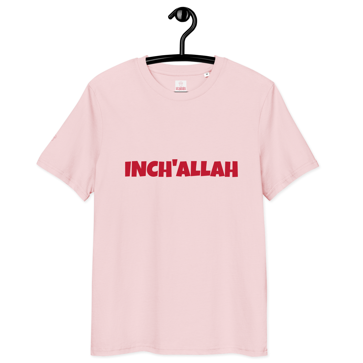 Unisex organic cotton t-shirt Pink | INCH’ALLAH red | 